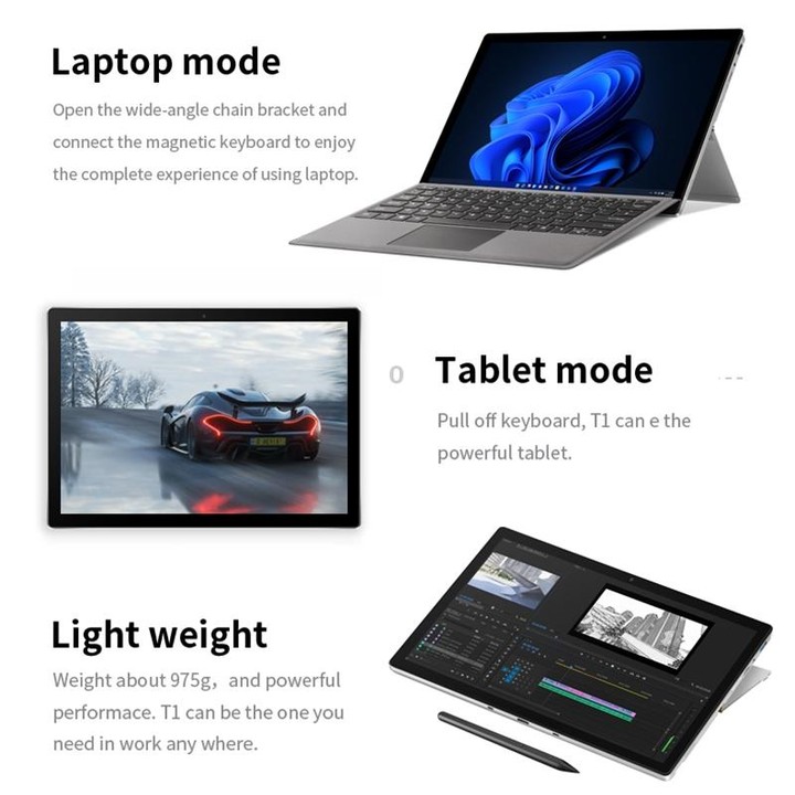 ONE-NETBOOK T1 2 in 1 Tablet PC, 13 inch, 8GB+512GB, Windows 11 Intel Pentium Gold 8505, Turbo Max 4.4GHz, with Keyboard, Suppor