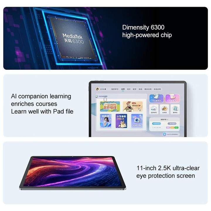Lenovo Xiaoxin Pad 11 Soft Light Screen, 11 inch WiFi Tablet, 8GB+128GB, Android 15, MediaTek Dimensity 6300 Octa Core,US Plug (