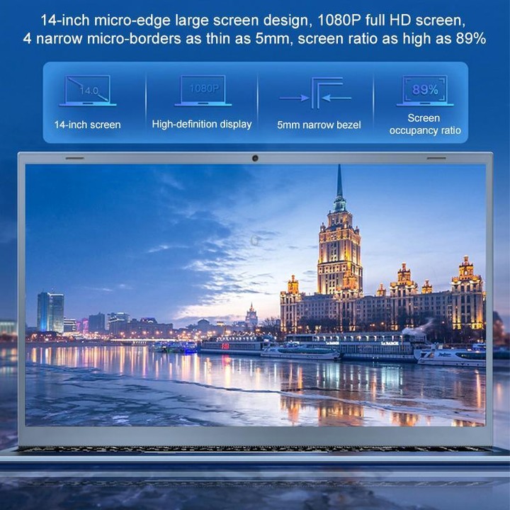 14 inch Ultrathin Portable Laptop, 8GB+256GB, Windows 10 Intel Celeron N3050 Dual Core, EU Plug (Silver)