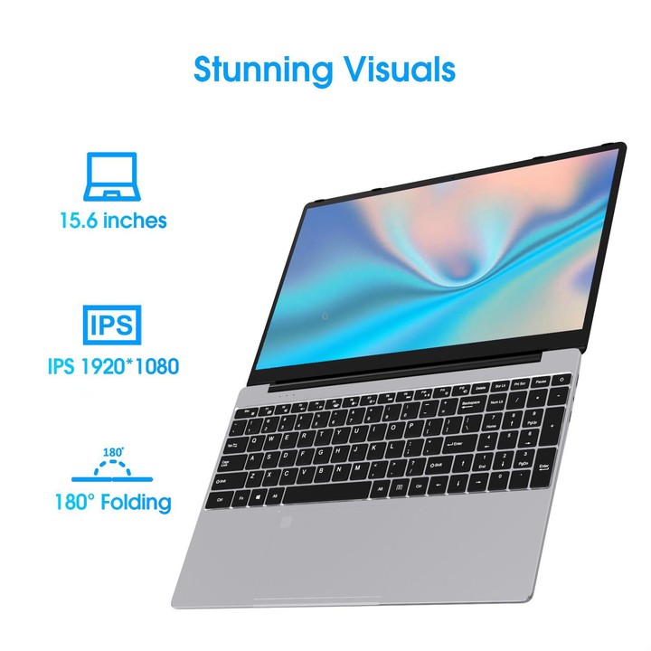 N5095 15.6 inch Laptop, 16GB+512GB, Windows 11 Intel Celeron N5095 Quad Core, Support Fingerprint Unlock, EU Plug (Silver)