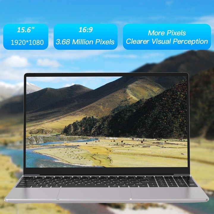 N5095 15.6 inch Laptop, 16GB+512GB, Windows 11 Intel Celeron N5095 Quad Core, Support Fingerprint Unlock, UK Plug (Silver)
