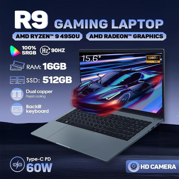 G16 Air 15.6 inch Gaming Laptop, 16GB+512GB, Windows 11 Pro AMD Ryzen 9 4950U Octa Core, EU Plug