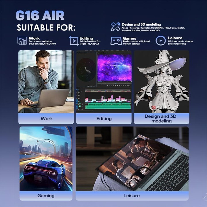 G16 Air 15.6 inch Gaming Laptop, 32GB+1TB, Windows 11 Pro AMD Ryzen 9 4950U Octa Core, US Plug