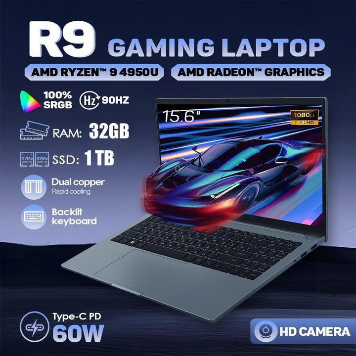G16 Air 15.6 inch Gaming Laptop, 32GB+1TB, Windows 11 Pro AMD Ryzen 9 4950U Octa Core, US Plug