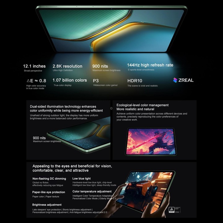 vivo iQOO Pad5 12.1 inch Tablet PC, 8GB+256GB, OriginOS 5 MediaTek Dimensity 9300+ Octa Core (Green)