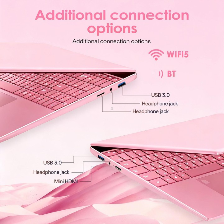 GXMO T152J 15.6 inch Laptop, 16GB+512GB, Windows 11 Pro Intel Celeron N5100 Quad Core, Support Fingerprint Unlock, EU Plug (Pink