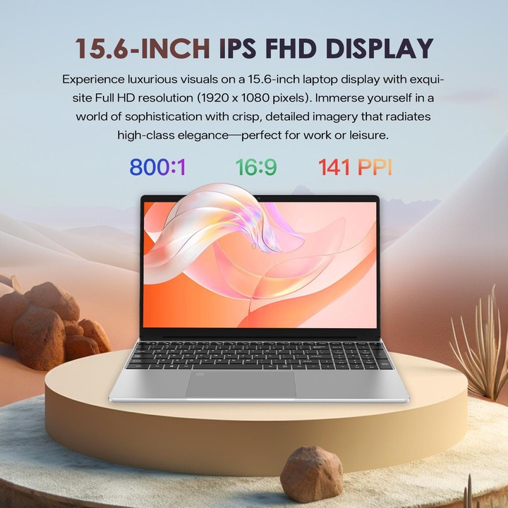 GXMO T152J 15.6 inch Laptop, 16GB+512GB, Windows 11 Pro Intel Celeron N5100 Quad Core, Support Fingerprint Unlock, EU Plug (Grey