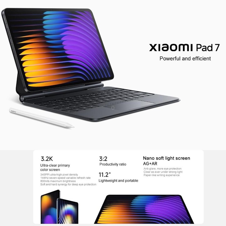 Xiaomi Pad 7 11.2 inch, 12GB+256GB, HyperOS 2 Qualcomm Snapdragon 7+ Gen3 Octa Core (Black)