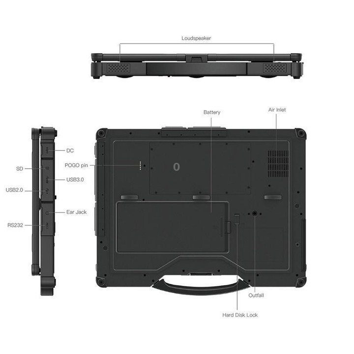 UNIWA ULAP R14 Rugged Laptop, 8GB+256GB, 14 inch Windows 10 Home Intel Core i5-8250U, UK Plug