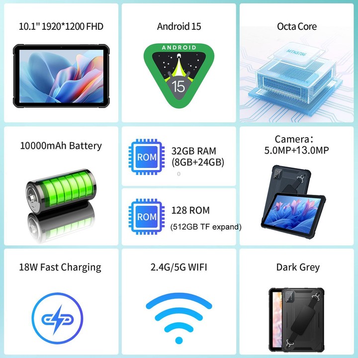 UNIWA UTAB R1040 IP67 Waterproof Rugged Tablet PC, 8GB+128GB, 10.1 inch Android 15 Mediatek MT8786 Octa Core, Network: 4G, UK Pl