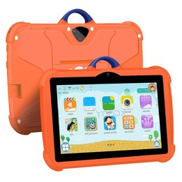 BDF C8 7 inch WiFi Kids Tablet PC with Silicone Case, 4GB+64GB, Android 13.0 MTK6735 Quad Core CPU, US Plug (Orange)