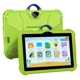 BDF C8 7 inch WiFi Kids Tablet PC with Silicone Case, 4GB+64GB, Android 13.0 MTK6735 Quad Core CPU, US Plug (Green)