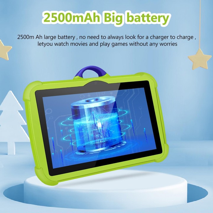 BDF C8 7 inch WiFi Kids Tablet PC with Silicone Case, 4GB+64GB, Android 13.0 MTK6735 Quad Core CPU, US Plug (Green)