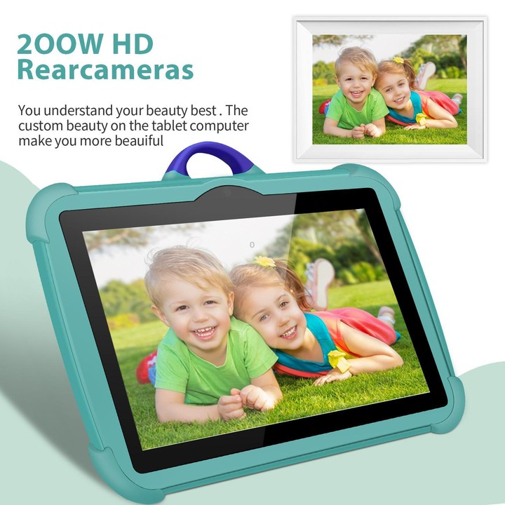 BDF C8 7 inch WiFi Kids Tablet PC with Silicone Case, 4GB+64GB, Android 13.0 MTK6735 Quad Core CPU, US Plug (Sky Blue)