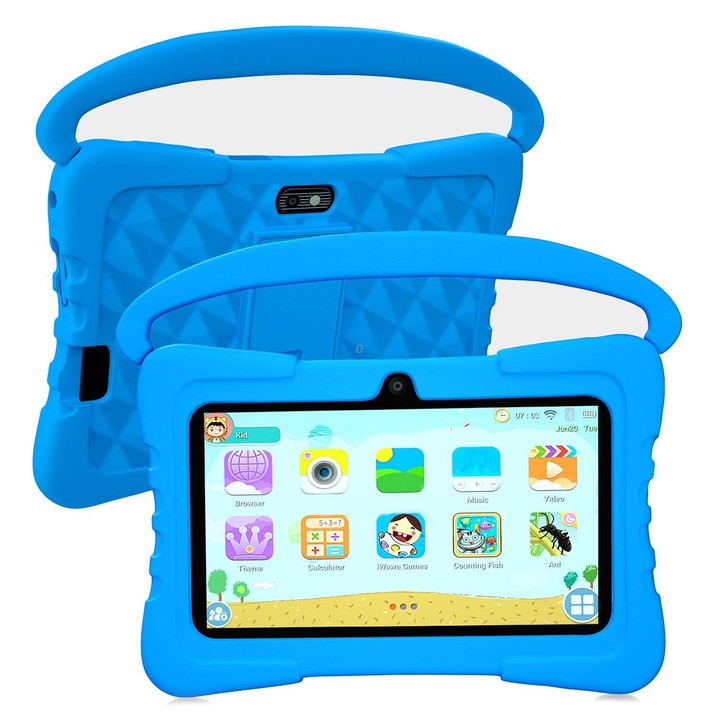 BDF K3 7 inch WiFi Kids Tablet PC with Silicone Case, 3GB+32GB, Android 13.0 MTK6735 Quad Core CPU, US Plug (Blue)