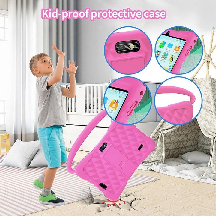 BDF K3 7 inch WiFi Kids Tablet PC with Silicone Case, 4GB+64GB, Android 13.0 MTK6735 Quad Core CPU, US Plug (Blue)