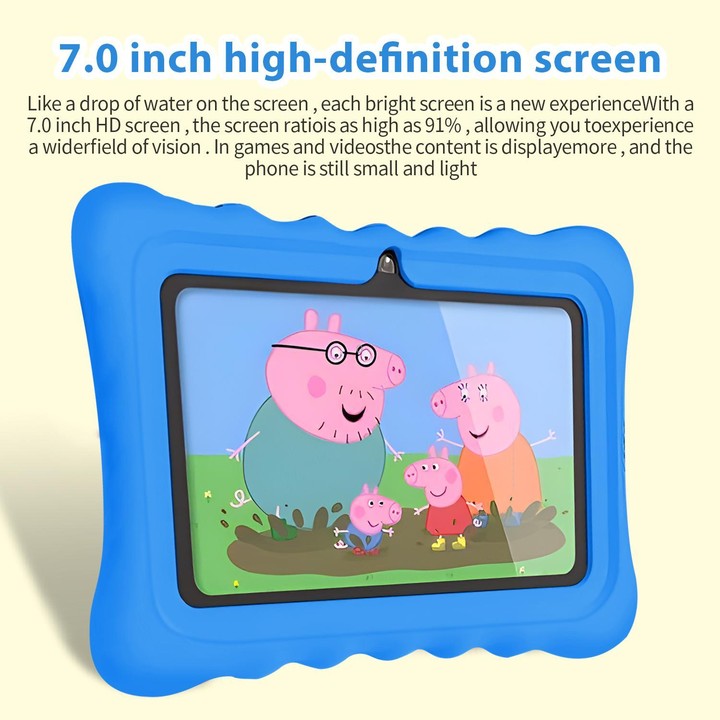 BDF T7 7 inch WiFi Kids Tablet PC with Silicone Case, 3GB+32GB, Android 13.0 MTK6735 Quad Core CPU, US Plug (Blue)