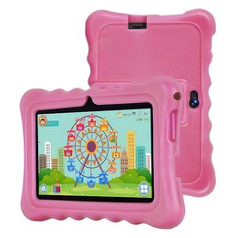 BDF T7 7 inch WiFi Kids Tablet PC with Silicone Case, 4GB+64GB, Android 13.0 MTK6735 Quad Core CPU, US Plug (Pink)
