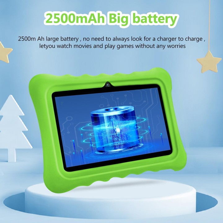 BDF T7 7 inch WiFi Kids Tablet PC with Silicone Case, 4GB+64GB, Android 13.0 MTK6735 Quad Core CPU, US Plug (Green)