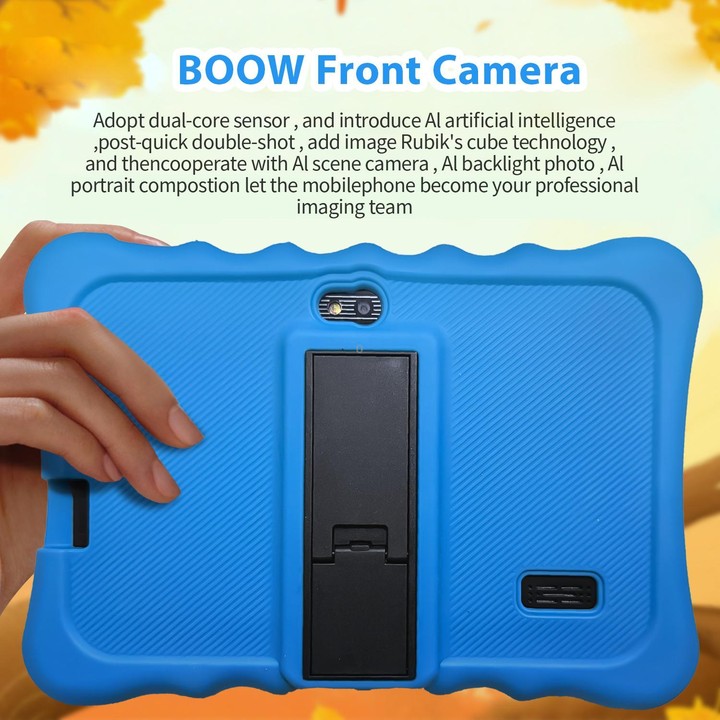 BDF T7 7 inch WiFi Kids Tablet PC with Silicone Case, 4GB+64GB, Android 13.0 MTK6735 Quad Core CPU, US Plug (Blue)