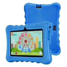 BDF T7 7 inch WiFi Kids Tablet PC with Silicone Case, 4GB+64GB, Android 13.0 MTK6735 Quad Core CPU, US Plug (Blue)