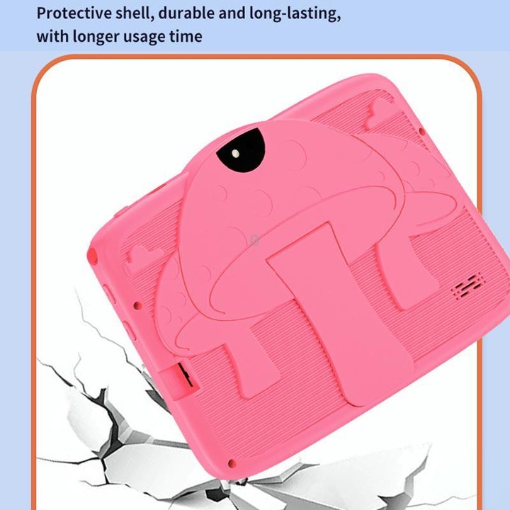 BDF 7 inch WiFi Kids Tablet PC with Mushroom Silicone Case, 3GB+32GB, Android 13.0 MTK6735 Quad Core CPU, US Plug (Pink)