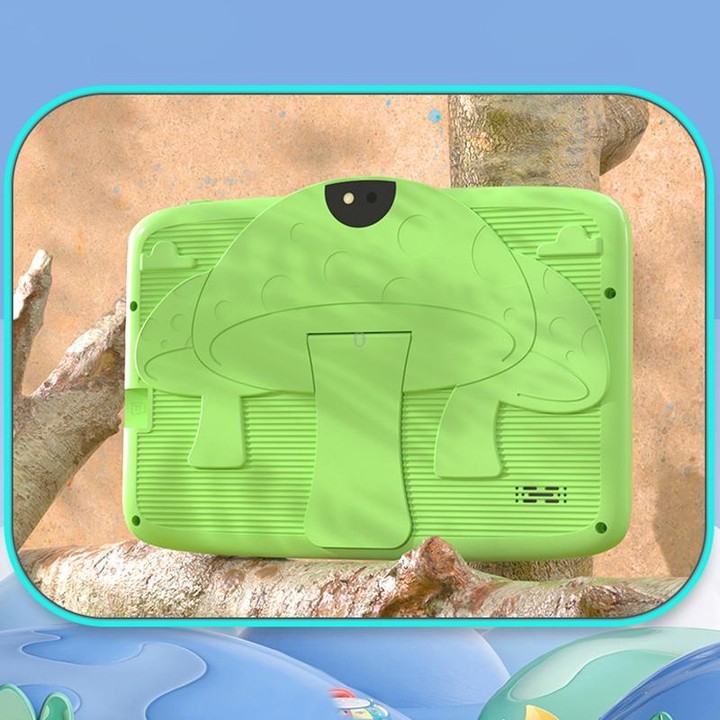 BDF 7 inch WiFi Kids Tablet PC with Mushroom Silicone Case, 3GB+32GB, Android 13.0 MTK6735 Quad Core CPU, US Plug (Green)