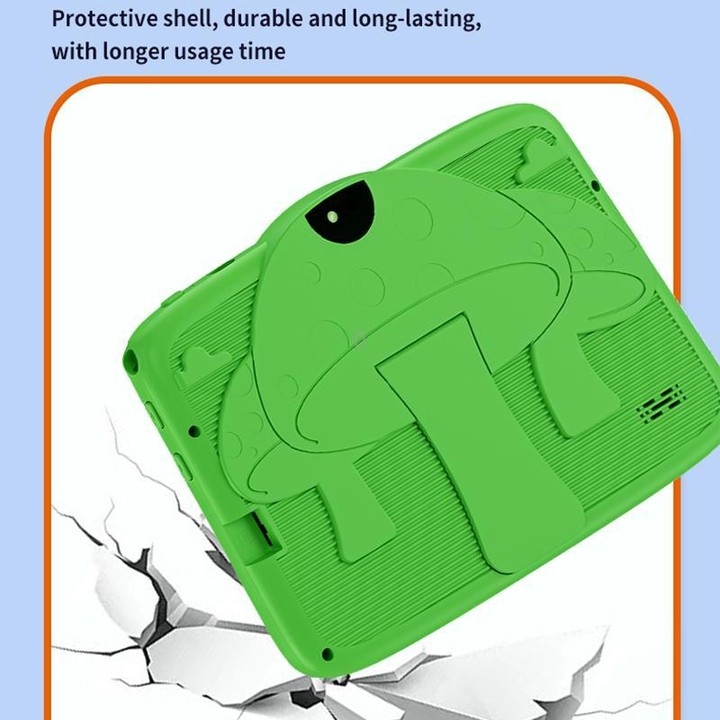 BDF 7 inch WiFi Kids Tablet PC with Mushroom Silicone Case, 3GB+32GB, Android 13.0 MTK6735 Quad Core CPU, US Plug (Green)