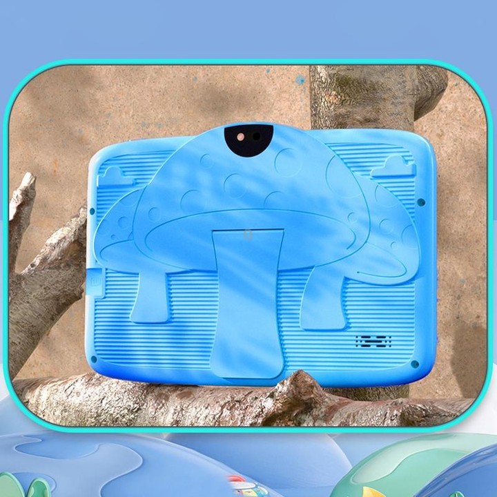 BDF 7 inch WiFi Kids Tablet PC with Mushroom Silicone Case, 3GB+32GB, Android 13.0 MTK6735 Quad Core CPU, US Plug (Blue)