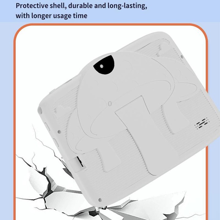 BDF 7 inch WiFi Kids Tablet PC with Mushroom Silicone Case, 4GB+64GB, Android 13.0 MTK6735 Quad Core CPU, US Plug (White)
