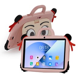 BDF 7 inch WiFi Kids Tablet PC with Nezha Silicone Case, 3GB+32GB, Android 13.0 MTK6735 Quad Core CPU, US Plug (Pink)