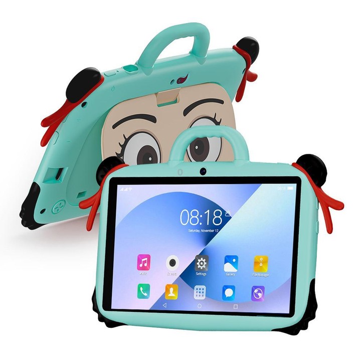BDF 7 inch WiFi Kids Tablet PC with Nezha Silicone Case, 3GB+32GB, Android 13.0 MTK6735 Quad Core CPU, US Plug (Blue)
