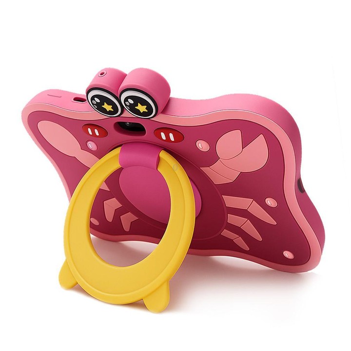BDF 7 inch WiFi Kids Tablet PC with Crab Silicone Case, 4GB+64GB, Android 13.0 MTK6735 Quad Core CPU, US Plug (Pink)