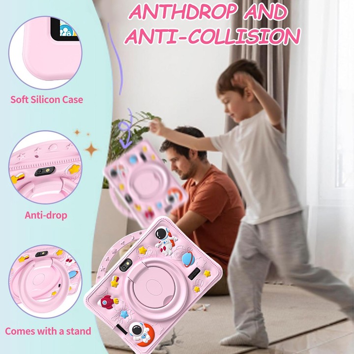 BDF 7 inch WiFi Kids Tablet PC with Portable Astronaut Silicone Case, 3GB+32GB, Android 13.0 MTK6735 Quad Core CPU, US Plug (Pin