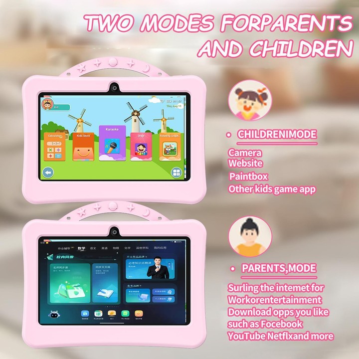 BDF 7 inch WiFi Kids Tablet PC with Portable Astronaut Silicone Case, 3GB+32GB, Android 13.0 MTK6735 Quad Core CPU, US Plug (Pin