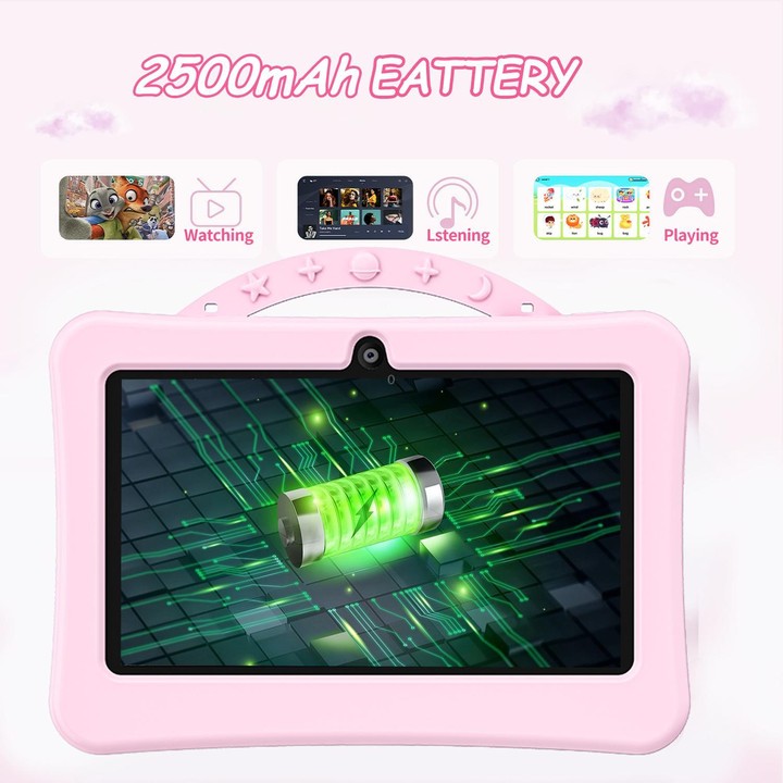 BDF 7 inch WiFi Kids Tablet PC with Portable Astronaut Silicone Case, 3GB+32GB, Android 13.0 MTK6735 Quad Core CPU, US Plug (Pin
