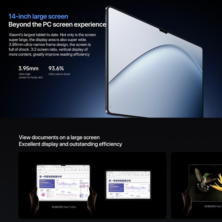 Xiaomi Pad 7 Ultra 14 inch Soft Light Screen, 16GB+1TB, HyperOS 2, XRING O1 3nm Deca Core CPU (Purple Gray)