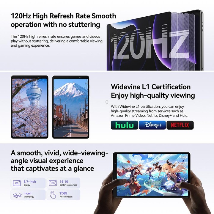 HEADWOLF Fpad6 SE 8.7 inch 4G LTE Tablet PC, 4GB+128GB, Android 16 MT8781 Octa Core Support Dual SIM, Global Version with Google
