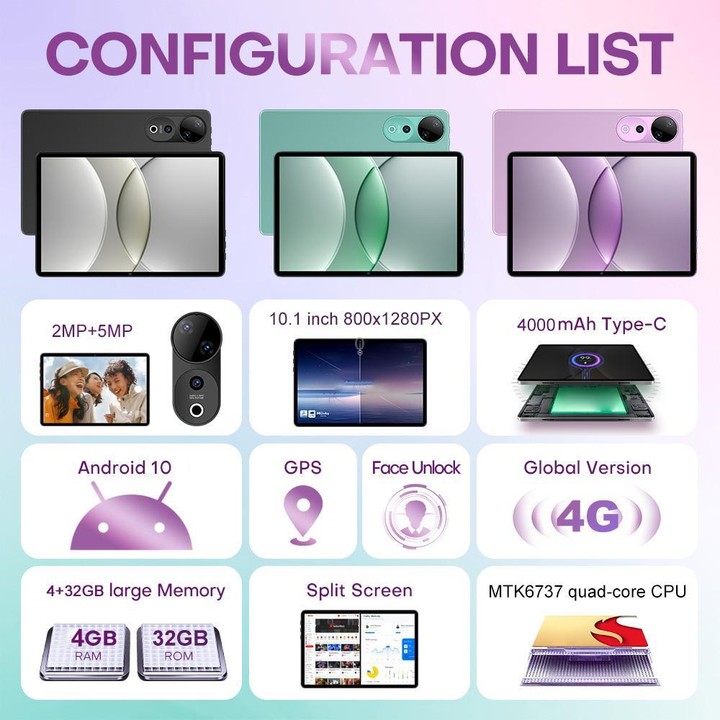 Pad 9 Ultra 10.1 inch 3G Phone Call Tablet PC, 2GB+32GB, Android 10 MTK6737 Quad Core, US Plug (Purple)