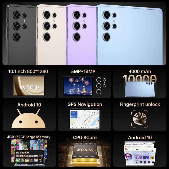 Pad 25 Ultra 10.1 inch 4G LTE Tablet PC, 4GB+32GB, Android 10 MTK6755 Octa Core, EU Plug (Blue)