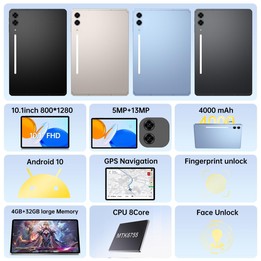 Tab S10 Ultra 10.1 inch 4G LTE Tablet PC, 4GB+32GB, Android 10 MTK6755 Octa Core, UK Plug (Blue)