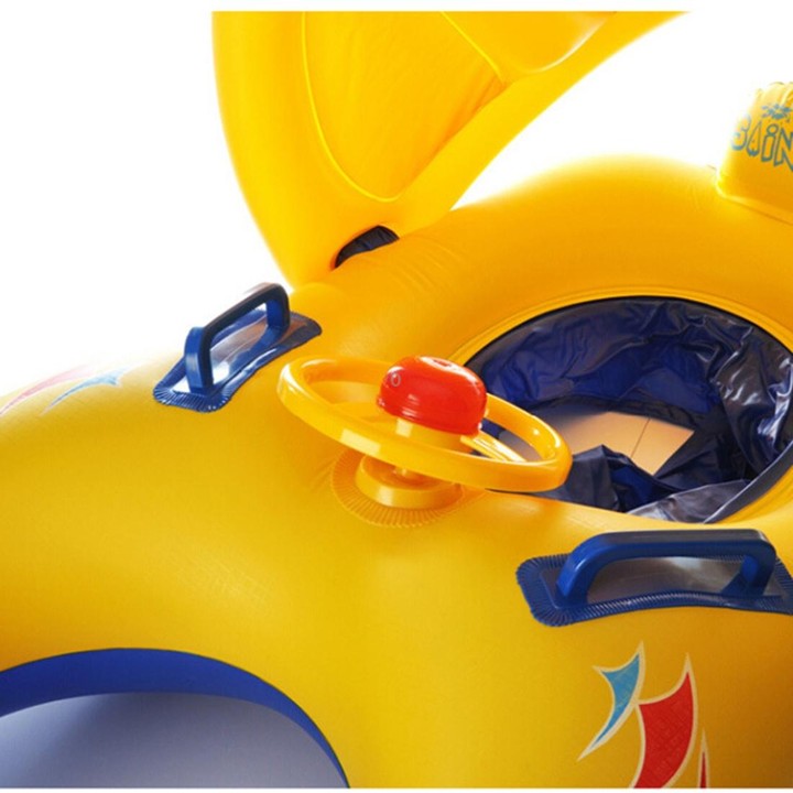 Water Fun Children Sunshade Yellow Pattern Swimming Circle Yacht, Size: 100*70cm