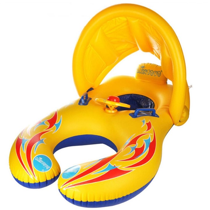 Water Fun Children Sunshade Yellow Pattern Swimming Circle Yacht, Size: 100*70cm