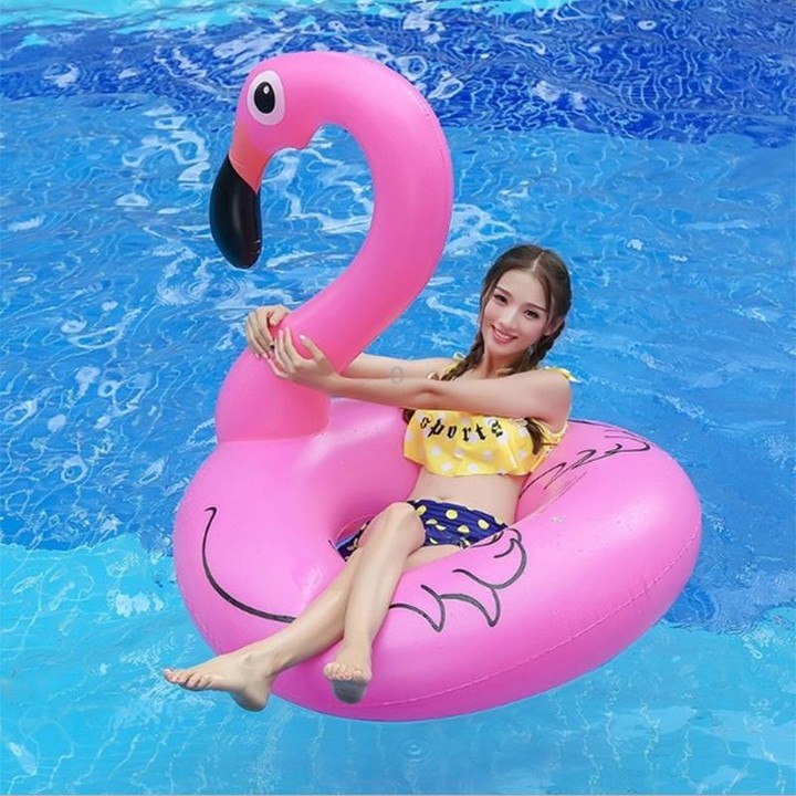 Summer Inflatable Flamingo Shaped Float Pool Lounge Swimming Ring Floating Bed Raft, Size: 90cm