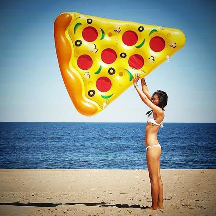 Inflatable Pizza Slice Shaped Floating Mat Swimming Ring, Inflated Size: 180 x 130cm