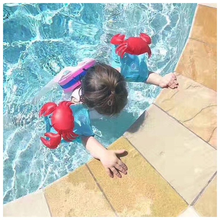 Children Inflatable Red Crabs Shape Arm Bands Floatation Sleeves Water Wings Swimming Floats, Size: 16x20x15cm