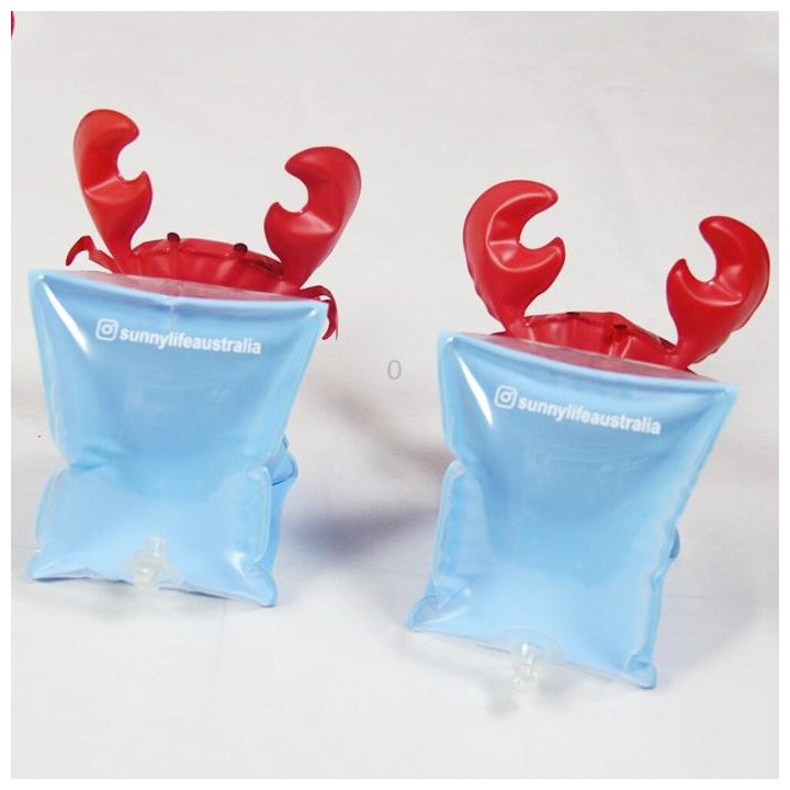 Children Inflatable Red Crabs Shape Arm Bands Floatation Sleeves Water Wings Swimming Floats, Size: 16x20x15cm