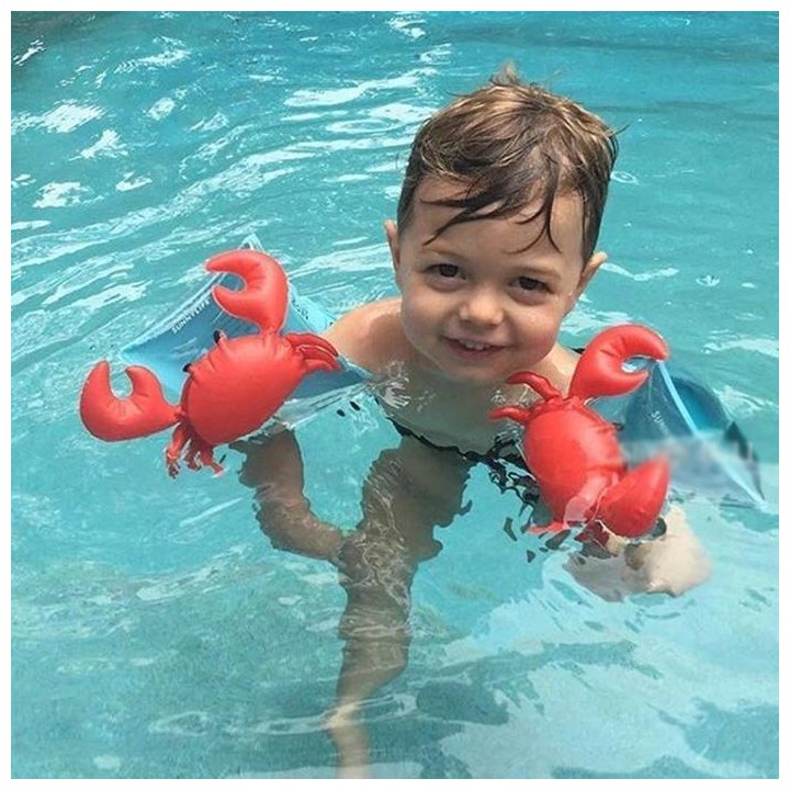 Children Inflatable Red Crabs Shape Arm Bands Floatation Sleeves Water Wings Swimming Floats, Size: 16x20x15cm