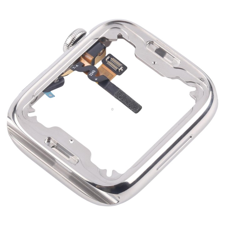 For Apple Watch Series 7 / 8 / 9 41mm LTE Stainless Steel Middle Frame Bezel Plate with Crown Spin Axis Flex Cable (Silver)