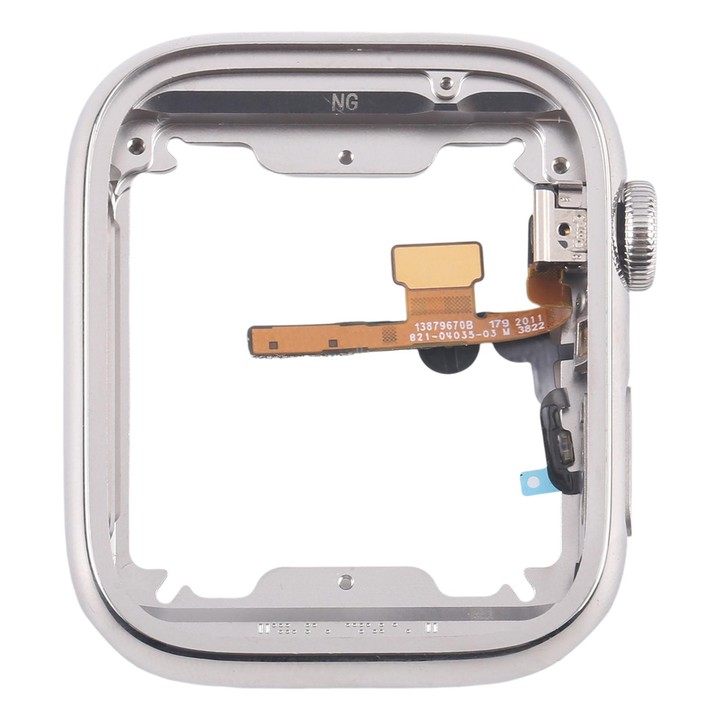 For Apple Watch Series 7 / 8 / 9 41mm LTE Stainless Steel Middle Frame Bezel Plate with Crown Spin Axis Flex Cable (Silver)